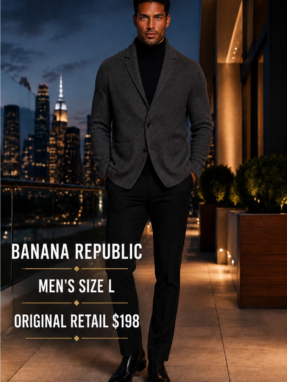 Banana Republic Men's Dark Gray Knit Sport Coat